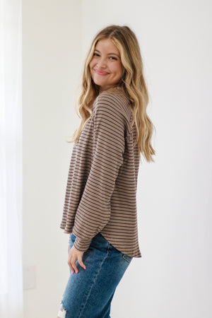 Daily Occurence Striped Top in Mocha