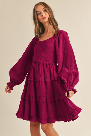 Here for a Good Time Ruffle Dress in Cherry