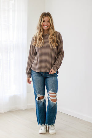 Daily Occurence Striped Top in Mocha