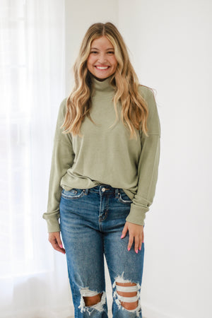 Follow Your Heart Turtleneck Tee in Spruce