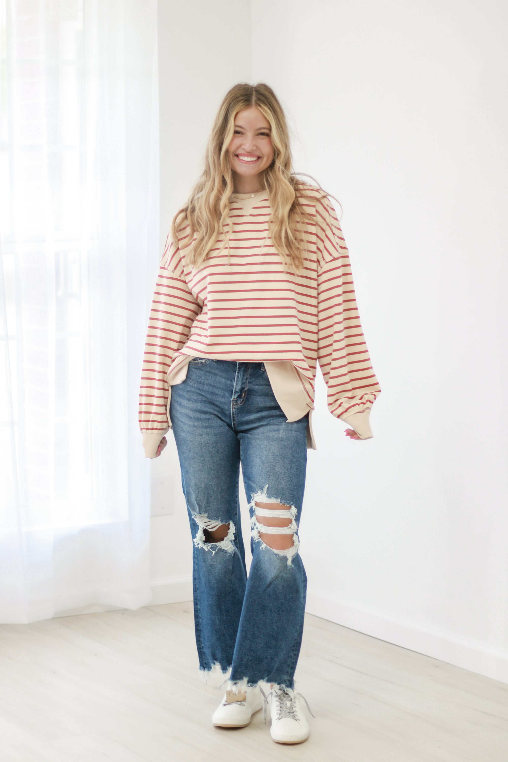 Stripes of Fall Long Sleeve Top