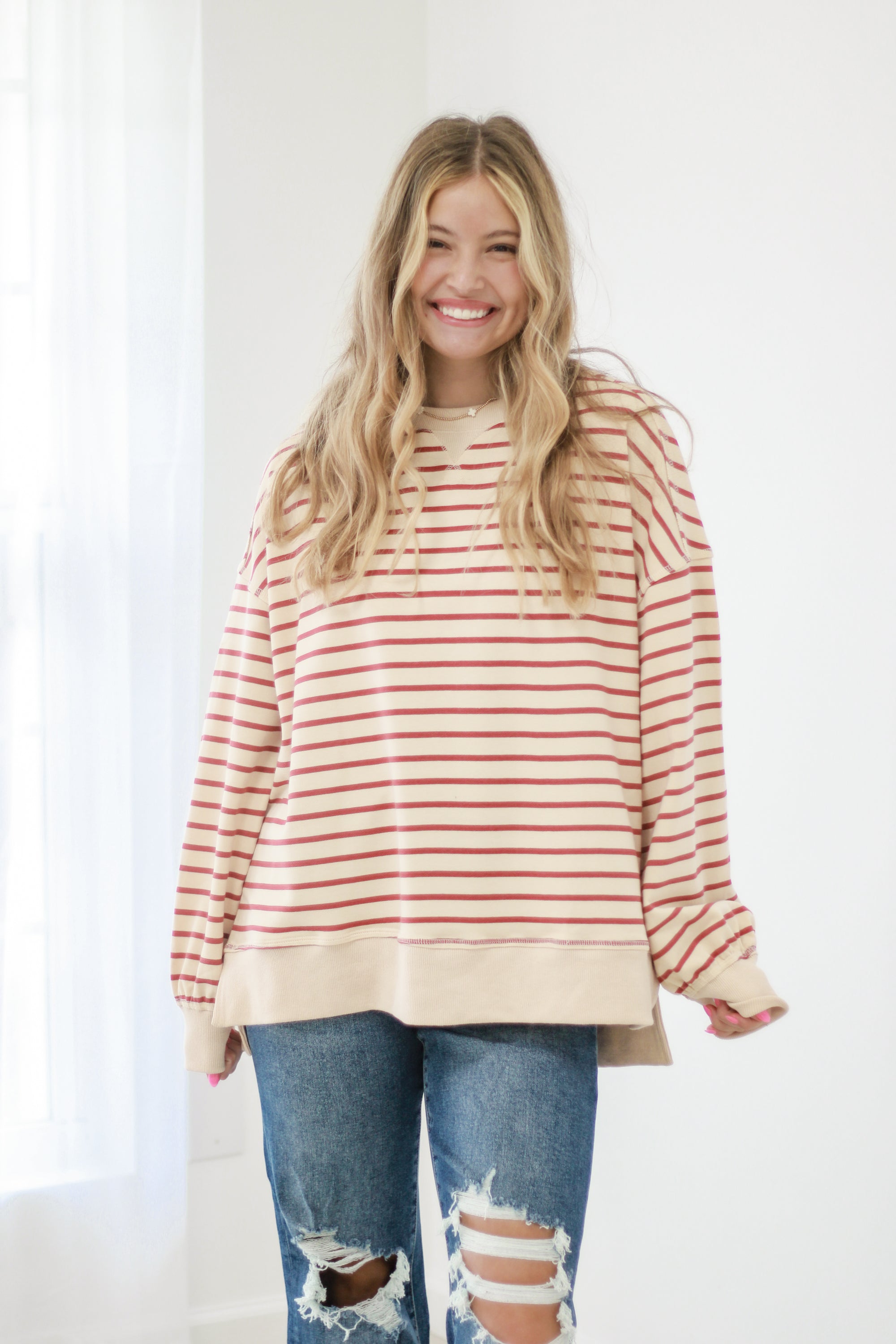 Stripes of Fall Long Sleeve Top