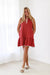 Too Late Textured Dress in Crimson