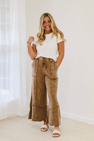 Take a Chance Wide Leg Pants in Chocolate Brown