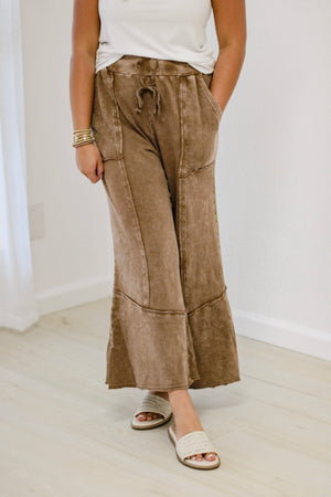 Take a Chance Wide Leg Pants in Chocolate Brown