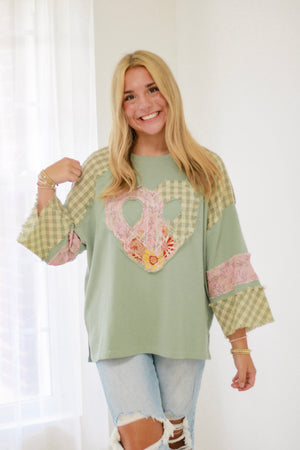 Hearts on Fire Patchwork Top in Cream