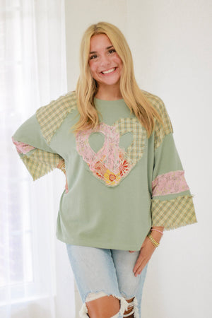 Hearts on Fire Patchwork Top in Cream