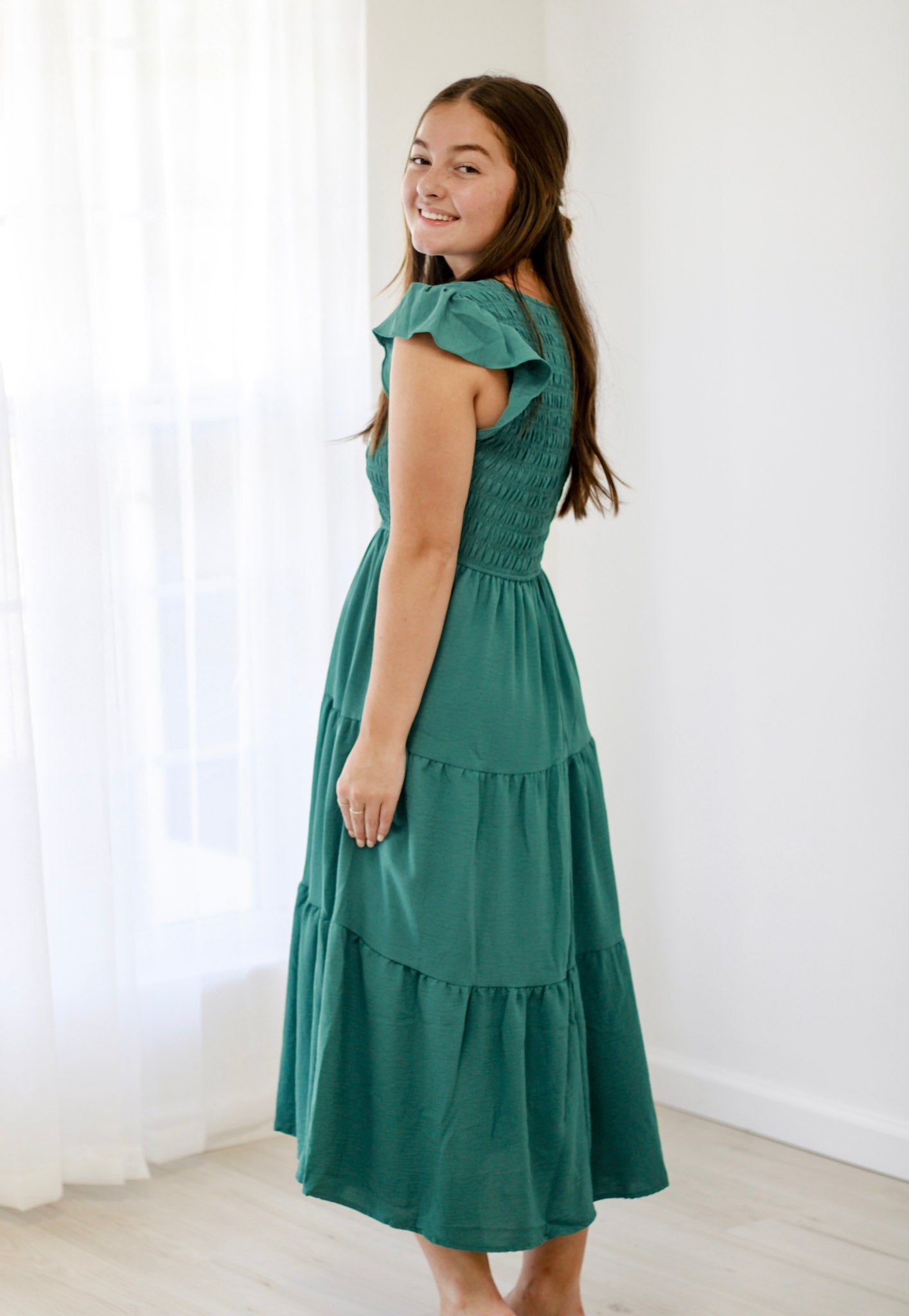 Catching the Sun Smocked Dress in Teal