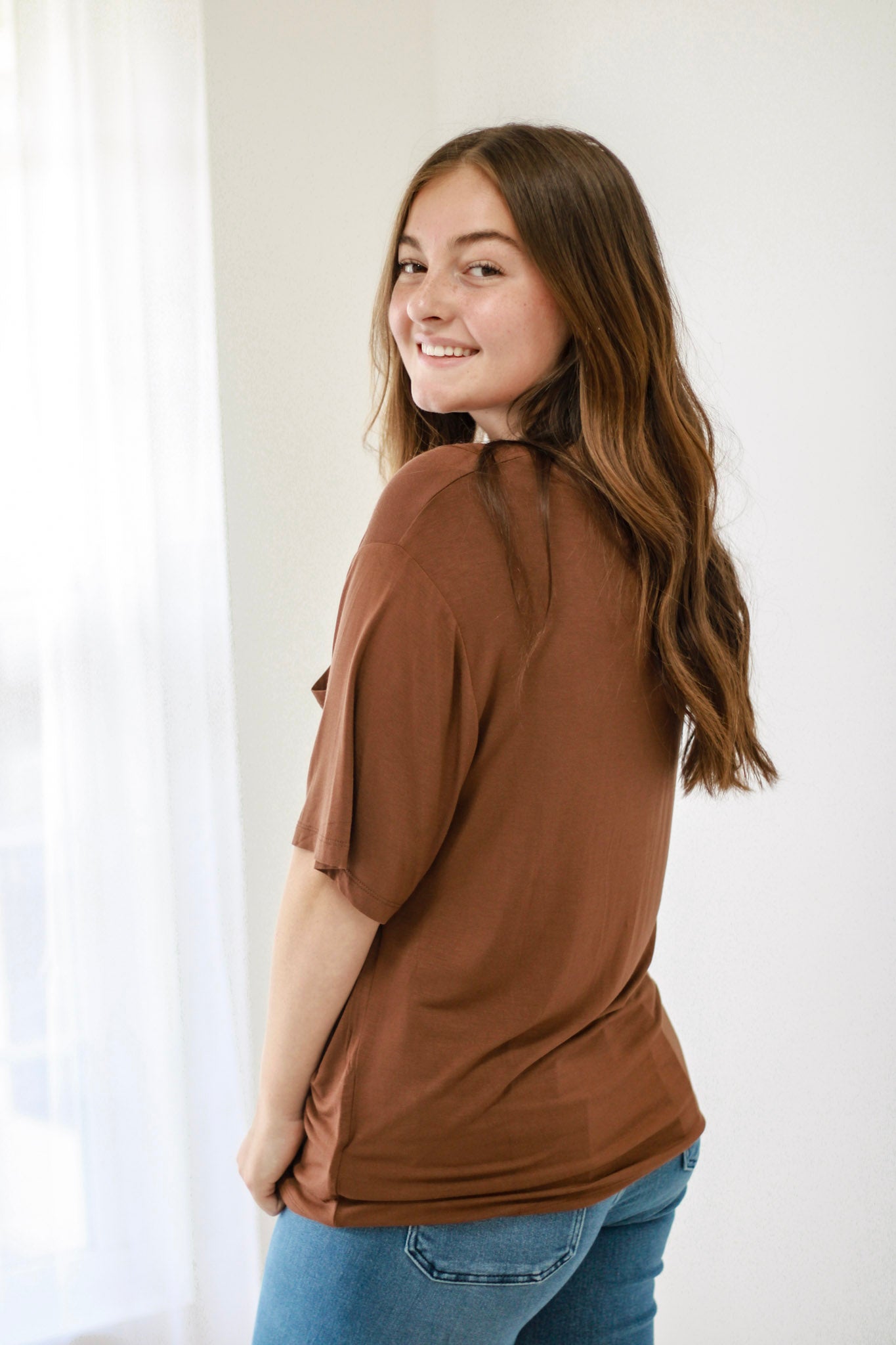 Wide Awake Pocket Tee in Chesnut