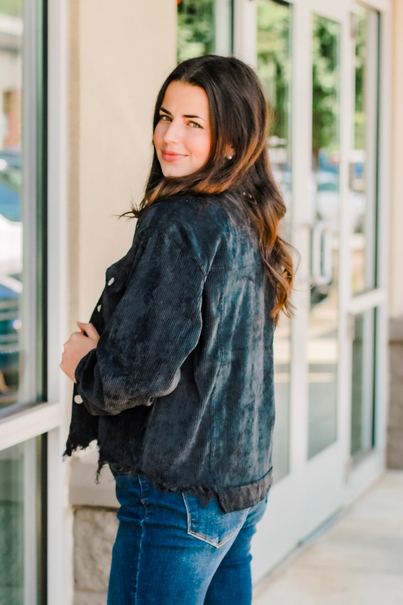 raw edge denim jacket - purple – allure boutique