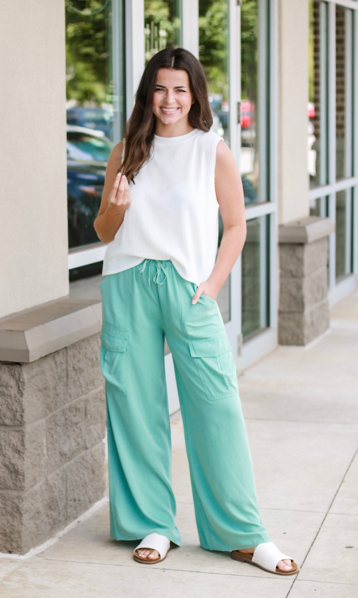 Cute in Comfort Wide Leg Pants in Teal - Allure Clothing Boutique