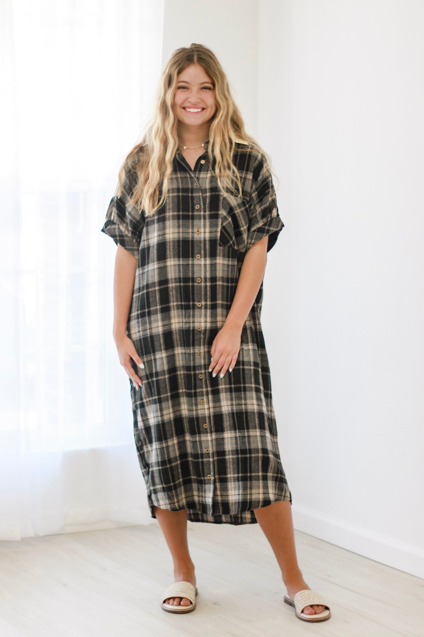 Caught By Surprise Flannel Dress