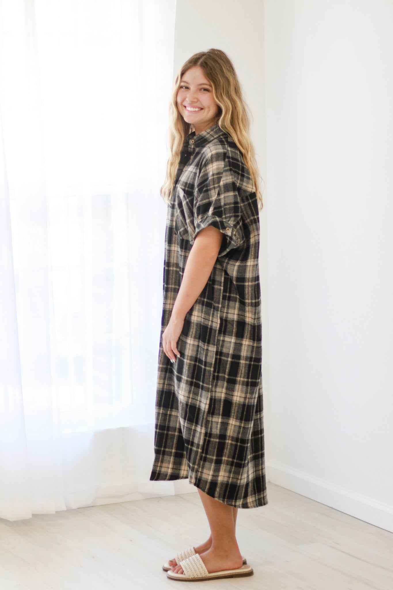 Caught By Surprise Flannel Dress