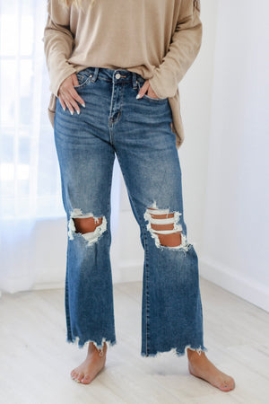 90's Vintage Crop Flare Mica Jeans