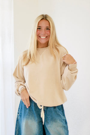 Blessed Life Pullover in Taupe