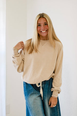 Blessed Life Pullover in Taupe