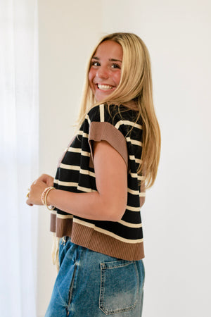 Colorblock Cropped Top in Brown