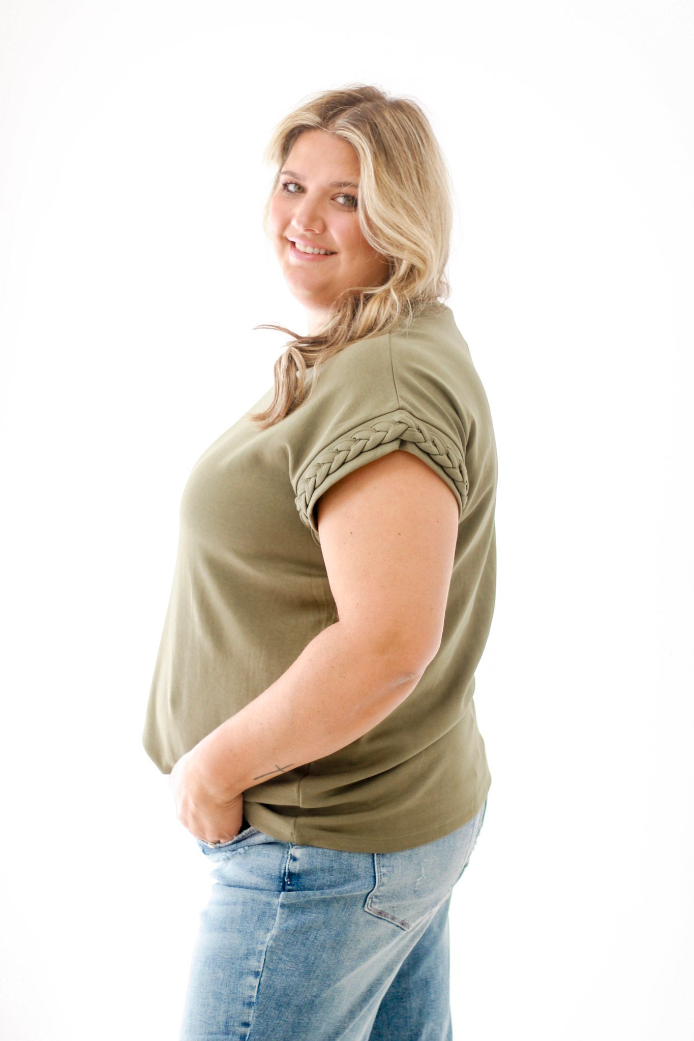 Braided Beauty Blouse in Olive