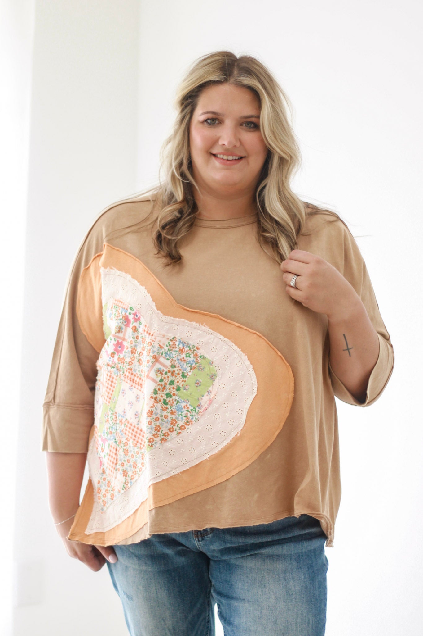 The Way You Love Me Patchwork Top in Almond