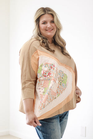 The Way You Love Me Patchwork Top in Almond