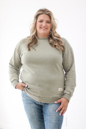 This is the One Comfy Pullover in Olive