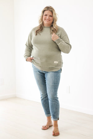 This is the One Comfy Pullover in Olive