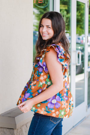 Our Favorite Fall Print Ruffle Sleeve Blouse