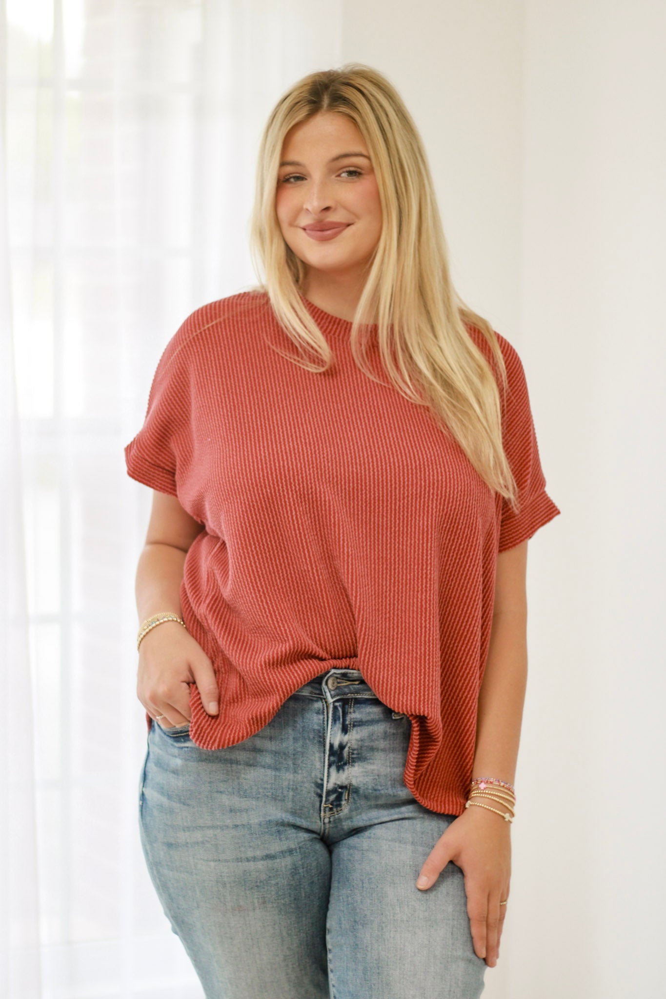 Do You Believe in Love Ribbed Top in Rust