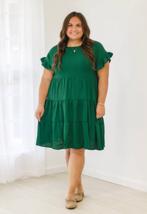 Chasing You Tiered Dress in Sea Green