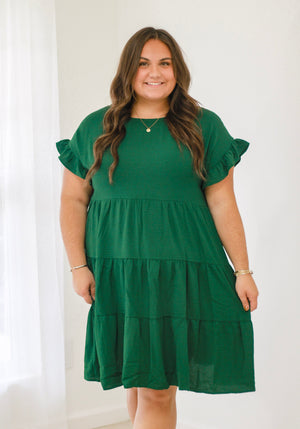 Chasing You Tiered Dress in Sea Green