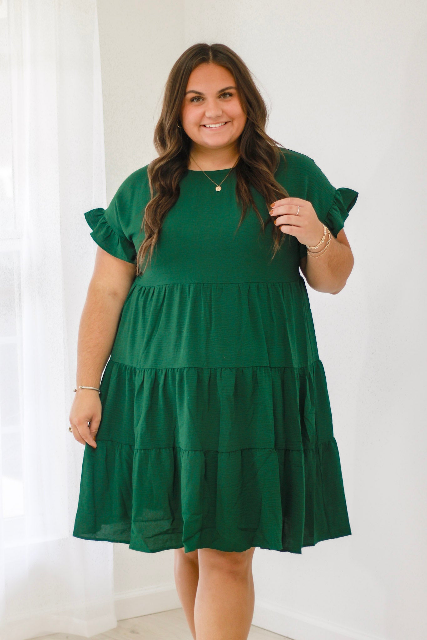 Chasing You Tiered Dress in Sea Green