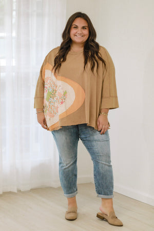 The Way You Love Me Patchwork Top in Almond