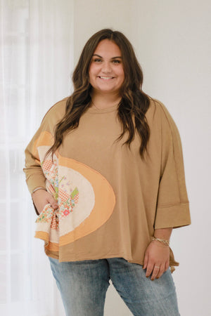 The Way You Love Me Patchwork Top in Almond