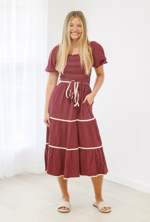 Berry Happy for Fall Smocked Dress