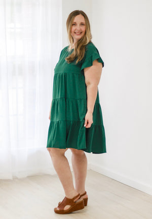 Chasing You Tiered Dress in Sea Green