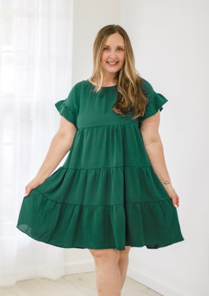 Chasing You Tiered Dress in Sea Green