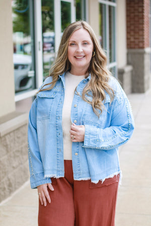 Girl on Fire Studded Denim Top