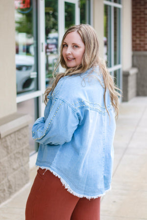 Girl on Fire Studded Denim Top