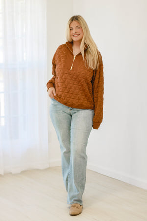 Autumn Charm Quilted Zip-Up Pullover