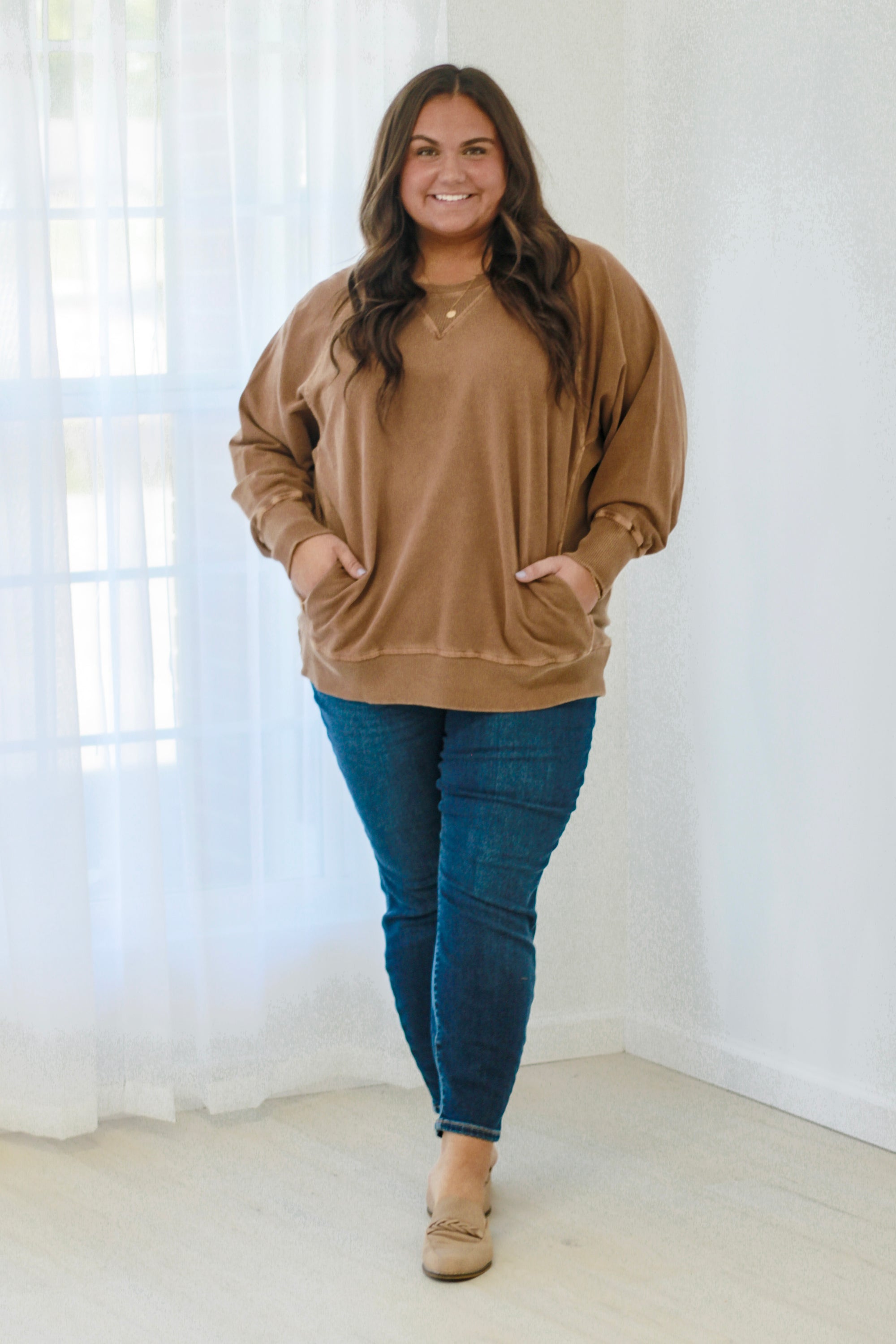 Call Me Cute Everyday Pullover in Deep Camel