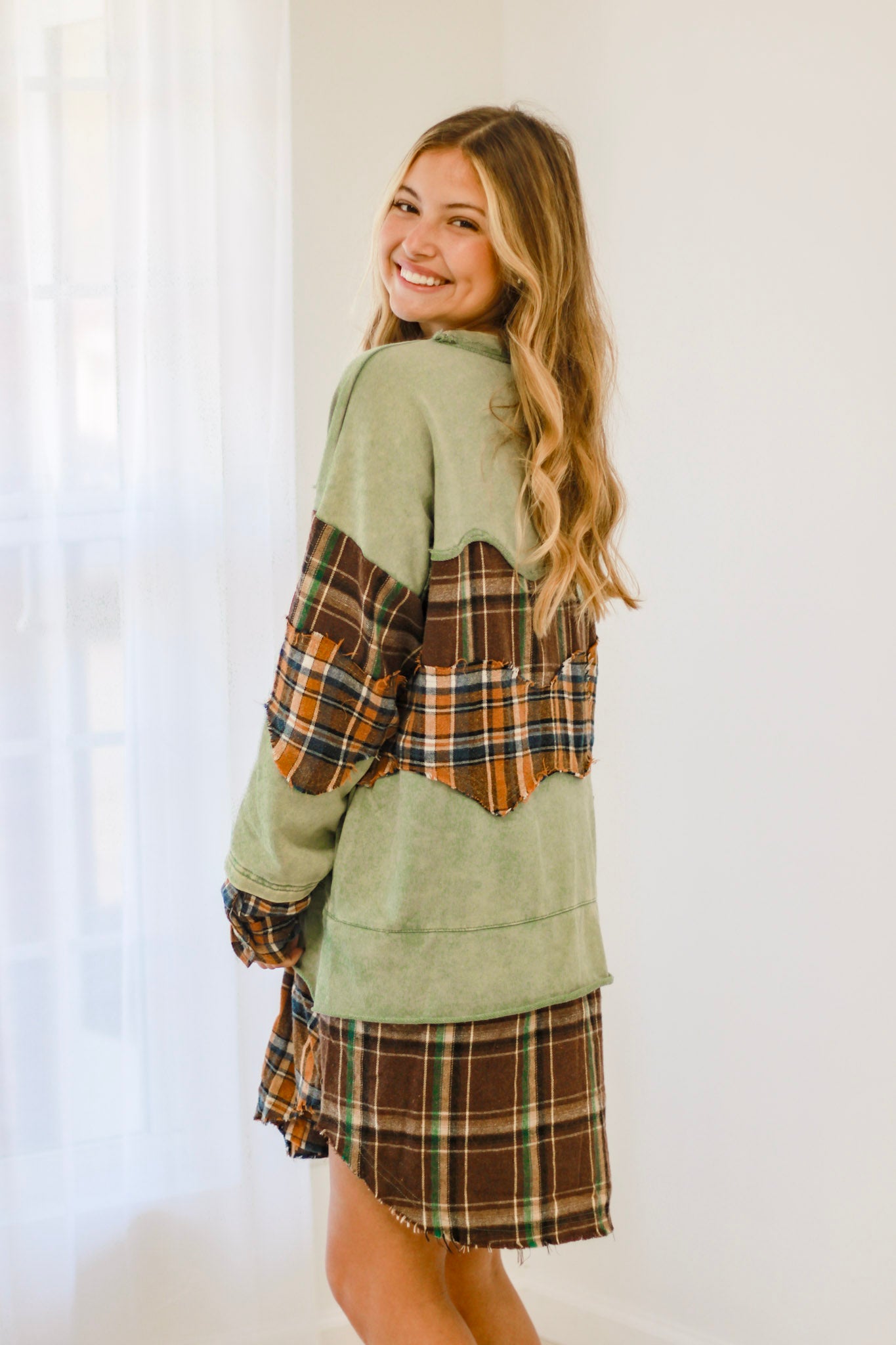 A Mix of Emotions Plaid Pullover by Oli & Hali