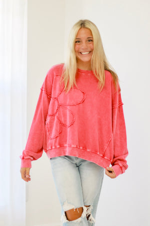 Flower Power Pullover in Boho Red