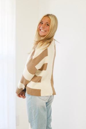 Closing Time Block Sweater in Taupe