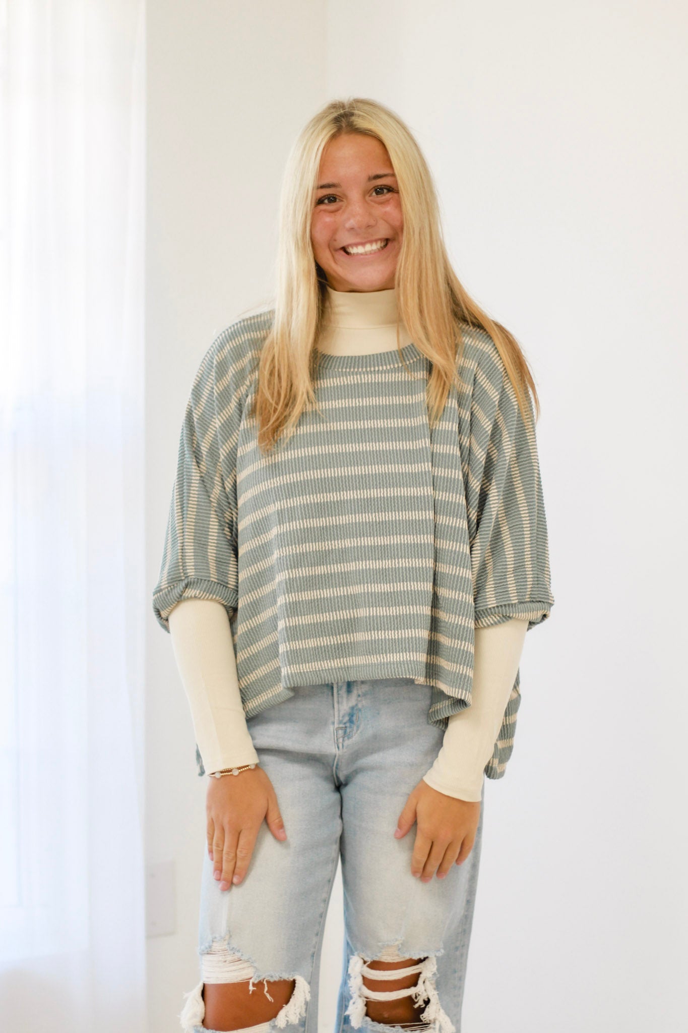 What Goes Around Striped Dolman Sleeve Top