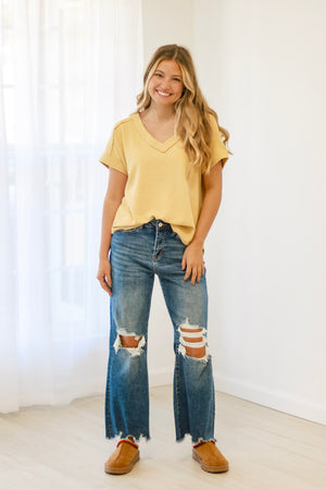 Half of My Heart Top in Mustard