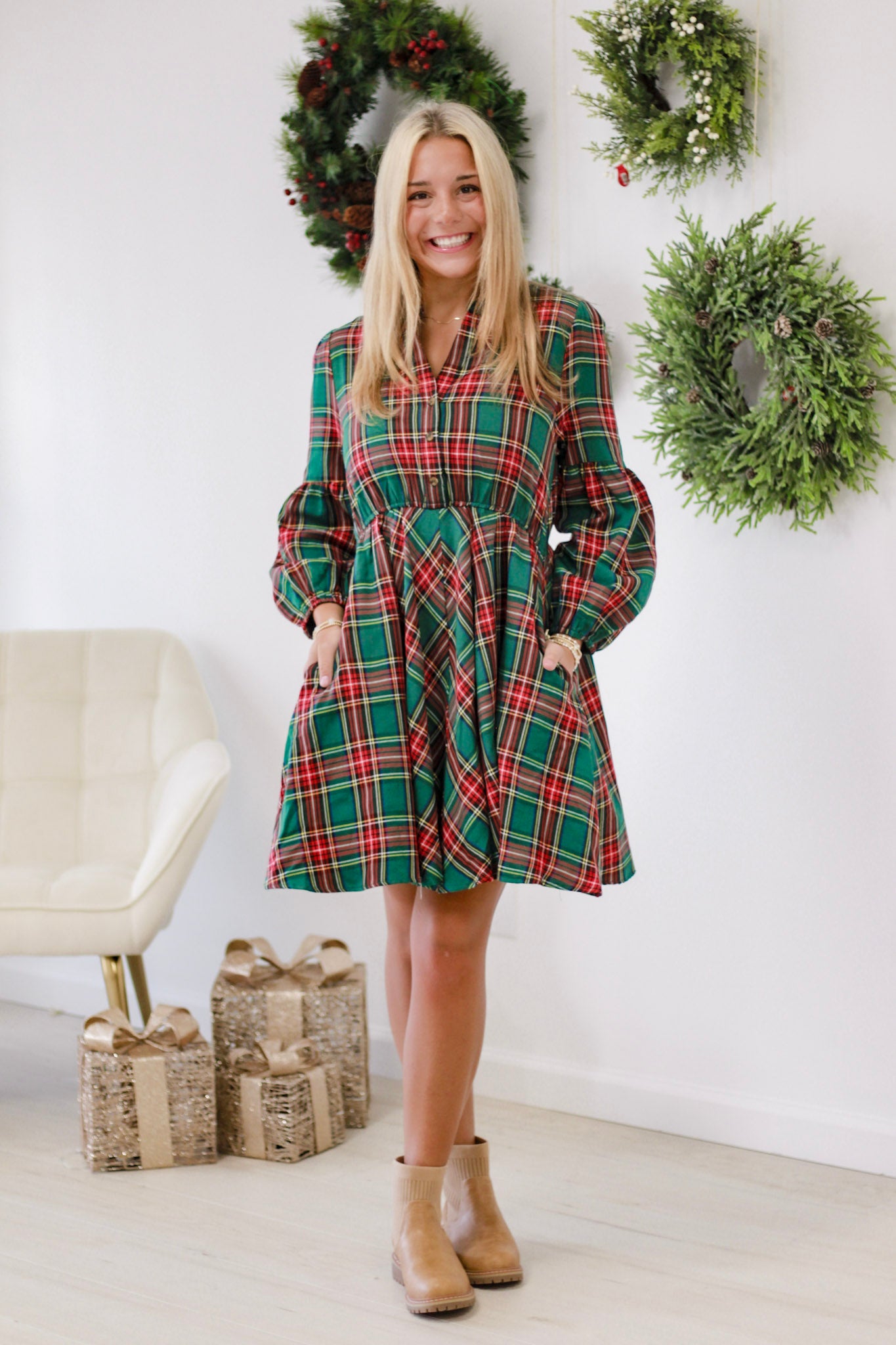 A Country Christmas Plaid Dress