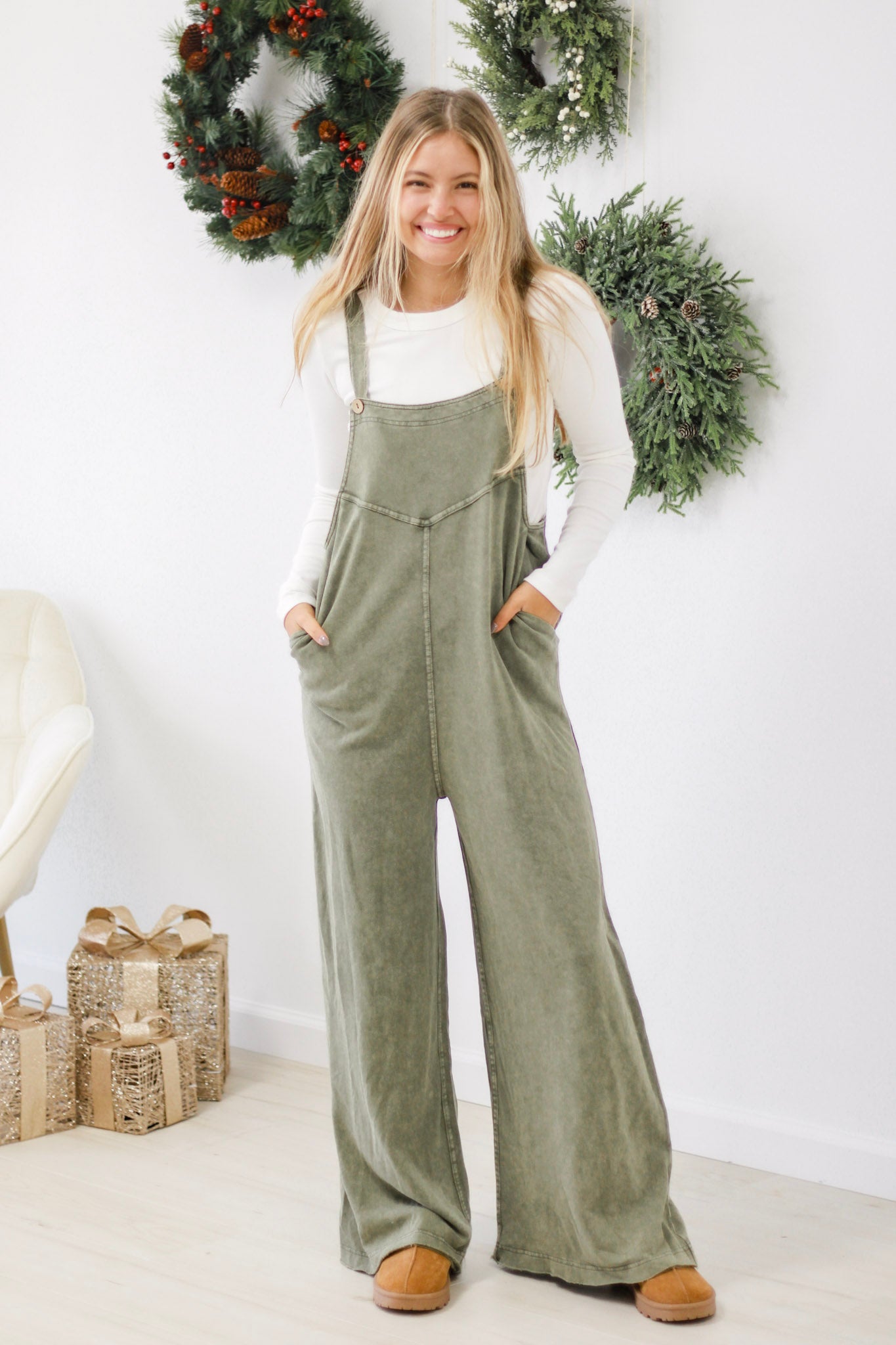 Jump for Joy Olive Jumpsuit