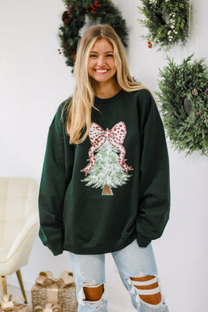 Green Floral Christmas Sweatshirt