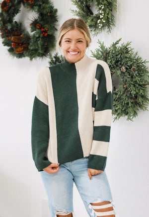 Closing Time Block Sweater in Green