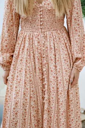 Buttoned Up Floral Smocked Dress